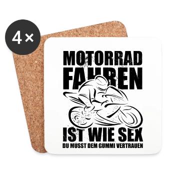 Motorrad fahren ist wie Sex - Untersetzer (4er-Set) - Weiß - Vorne
