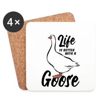 Life is better with a goose - Gänse Fan - Untersetzer (4er-Set) - Weiß - Vorne