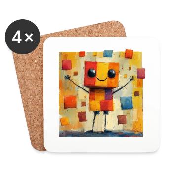 Cartonman - Né d’une boîte en carton - Dessous de verre (lot de 4) - blanc - Devant