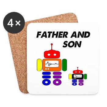 Vater und Sohn - Untersetzer (4er-Set) - Weiß - Vorne
