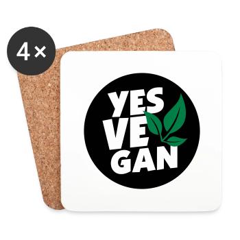 Yes Vegan / Yes ve gan (3c) - Untersetzer (4er-Set) - Weiß - Vorne