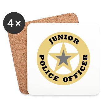 Officier de police junior (étoile du shérif) - Dessous de verre (lot de 4) - blanc - Devant