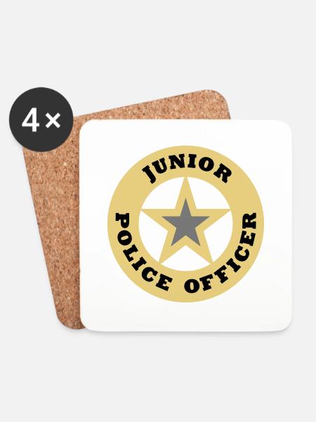 Junior police officer (sheriff star) - Coasters (set of 4) - white