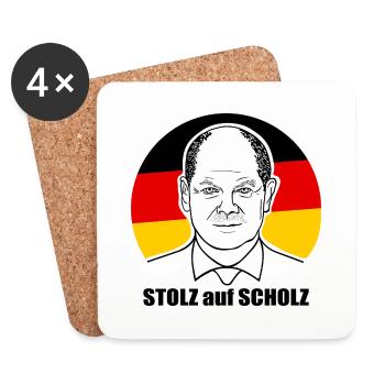 stolz auf Scholz, Bundeskanzler, Deutschland Shirt - Untersetzer (4er-Set) - Weiß - Vorne