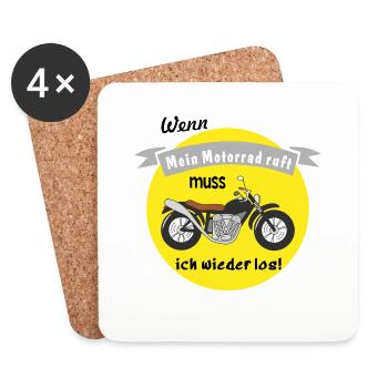 wenn mein motorrad ruft - Untersetzer (4er-Set) - Weiß - Vorne