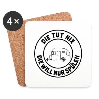 die tut nix wohnwagen - Untersetzer (4er-Set) - Weiß - Vorne