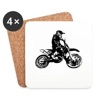MX Motocycliste - Dessous de verre (lot de 4) - blanc - Devant