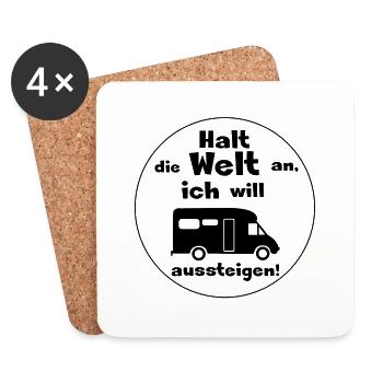 halt die welt an - Untersetzer (4er-Set) - Weiß - Vorne