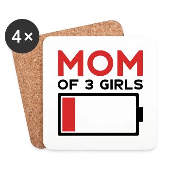 MAMAN DE 3 FILLES - Dessous de verre (lot de 4) - blanc - Devant