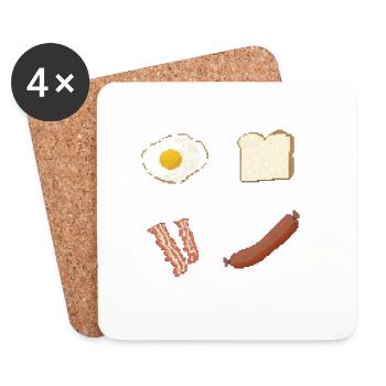 Pixelfrühstück Platte - Untersetzer (4er-Set) - Weiß - Vorne