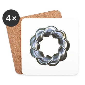 Gedrehter 3D Ring Silber - Untersetzer (4er-Set) - Weiß - Vorne