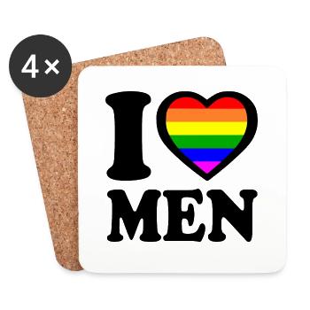 I love men - Dessous de verre (lot de 4) - blanc - Devant