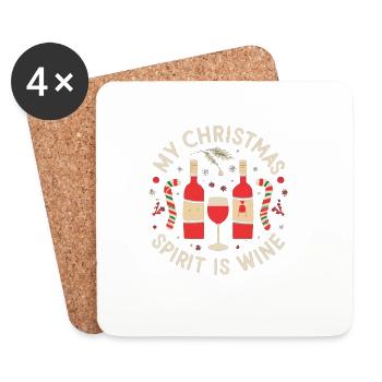 Meine Weihnachtsstimmung ist der Wein - Untersetzer (4er-Set) - Weiß - Vorne