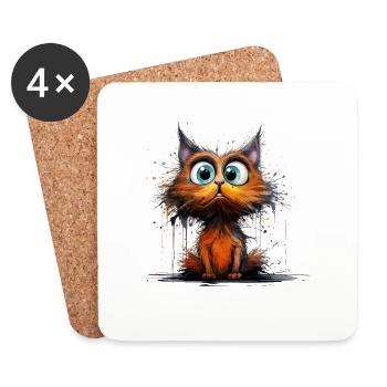 Crazy looking cat for cat lady - Coasters (set of 4) - white - Front