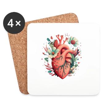 Coeur Bloom Botanique - Dessous de verre (lot de 4) - blanc - Devant