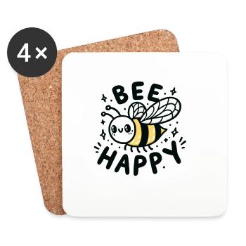 Bee Happy - Untersetzer (4er-Set) - Weiß - Vorne
