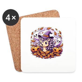 Hedgehog Halloween Ghosts - Coasters (set of 4) - white - Front