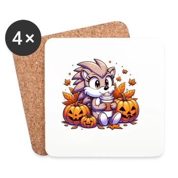 Hedgehog drinks Halloween - Coasters (set of 4) - white - Front