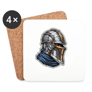 Fantasy Ritter Portrait – Cartoon Knight Design - Coasters (set of 4) - white - Front