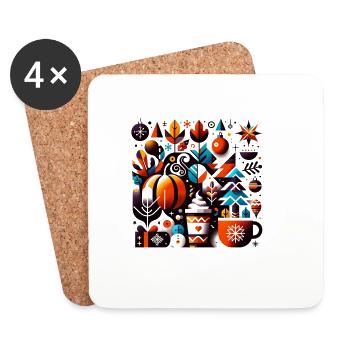 Marché de Noël - Dessous de verre (lot de 4) - blanc - Devant