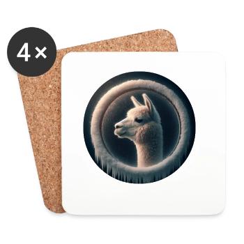 Alpaca looking through windows of ice - Coasters (set of 4) - white - Front