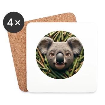 Koala dans le style d’animation - Dessous de verre (lot de 4) - blanc - Devant