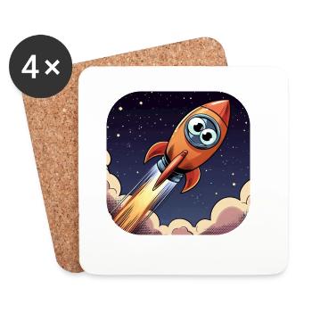 Comic Rocket with Eyes - Coasters (set of 4) - white - Front