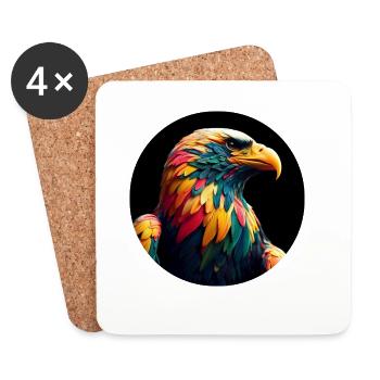 Adler mit bunten Federn - Untersetzer (4er-Set) - Weiß - Vorne