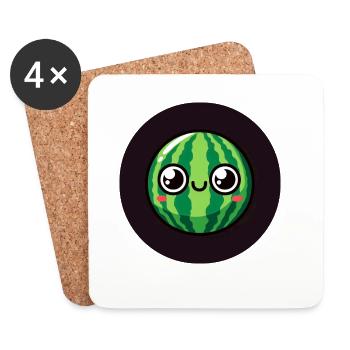 Sweet watermelon with eyes - Coasters (set of 4) - white - Front