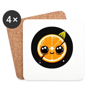 Orange mit Gesicht und großen Augen - Untersetzer (4er-Set) - Weiß - Vorne