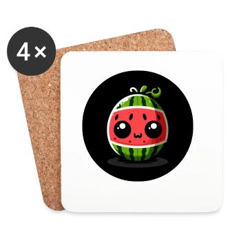 Wassermelone mit großen Augen im Comic Stil - Untersetzer (4er-Set) - Weiß - Vorne