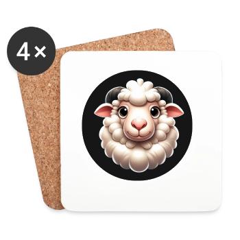 Mouton graphique 3D blanc - Dessous de verre (lot de 4) - blanc - Devant