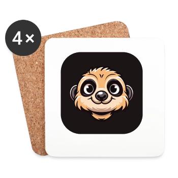 Comic Meerkat Head - Coasters (set of 4) - white - Front