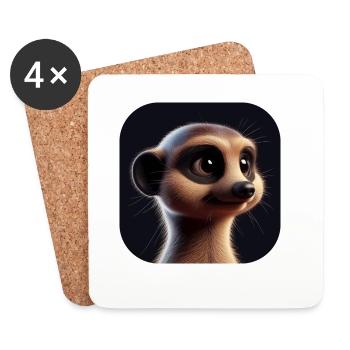 Meerkat in animation style - Coasters (set of 4) - white - Front
