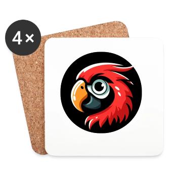 Parrot head in comic style - Coasters (set of 4) - white - Front