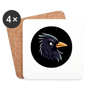 Cartoon blackbird raven looks scowling - Coasters (set of 4) - white - Front