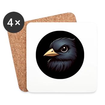 Raven in animation style - Coasters (set of 4) - white - Front