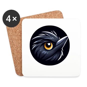 Oiseau merle comique - Dessous de verre (lot de 4) - blanc - Devant