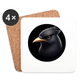 Black raven in animation style - Coasters (set of 4) - white - Front