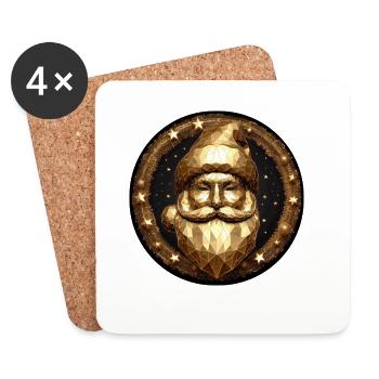 Santa Claus Gold Head - Coasters (set of 4) - white - Front