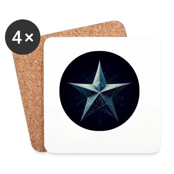 Blue star in polygon style - Coasters (set of 4) - white - Front