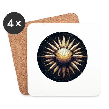 Goldene Sonne mit Strahlen Galaxie - Untersetzer (4er-Set) - Weiß - Vorne
