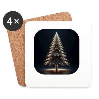 Arbre de Noël Polygones Sapin Clair - Dessous de verre (lot de 4) - blanc - Devant