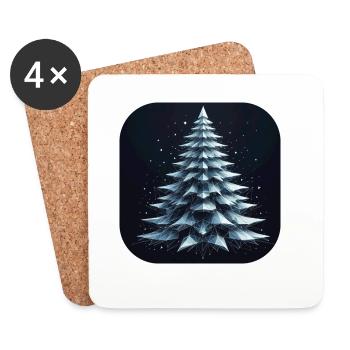 Arbre de Noël Sapin Polygones Vert - Dessous de verre (lot de 4) - blanc - Devant