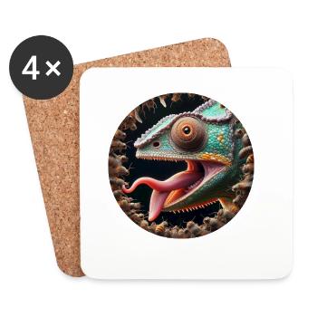 The chameleon is hungry for insects - Coasters (set of 4) - white - Front
