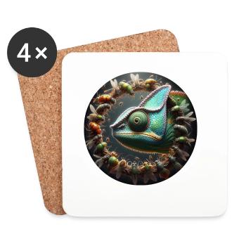 The Chameleon and the Insects - Coasters (set of 4) - white - Front