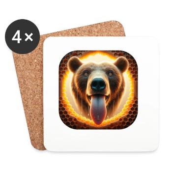 Hungriger Bär schaut durch eine Bienenwabe - Untersetzer (4er-Set) - Weiß - Vorne