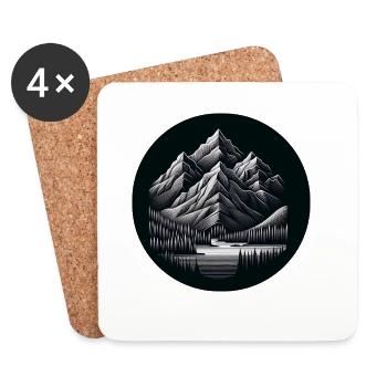 Mountains at night, lake, forest - Coasters (set of 4) - white - Front