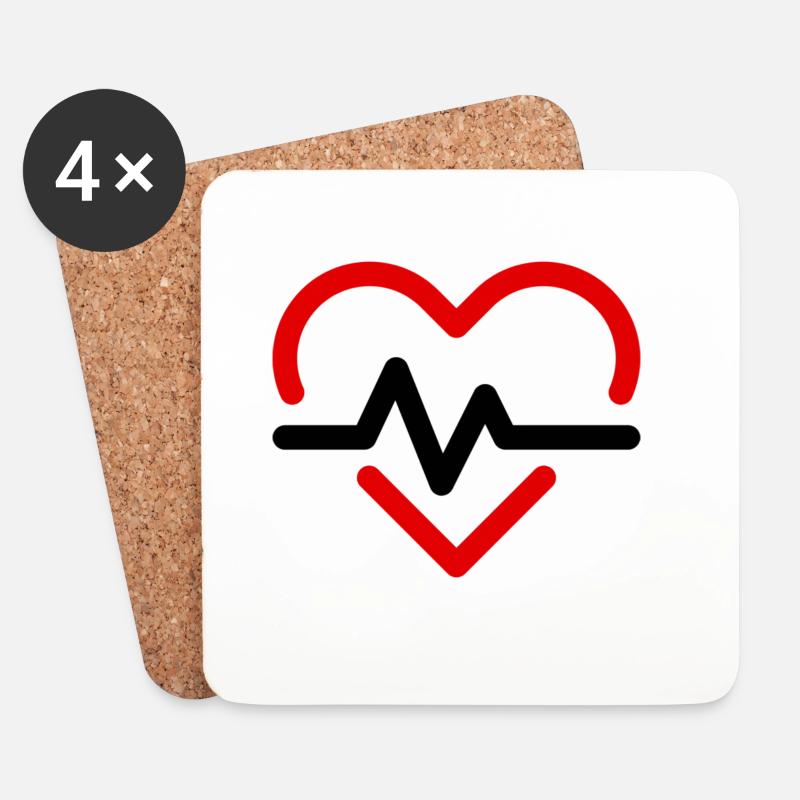 heart beat - Untersetzer (4er-Set) - Weiß
