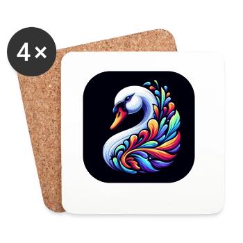 Cygne Animal Oiseau Coloré Bande Dessinée - Dessous de verre (lot de 4) - blanc - Devant